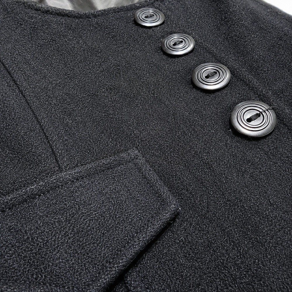 Last Kiss Black Wool Blend Fitted Vest L Y2K Dark Academia Waistcoat 10029LK12 - Picture 3 of 6